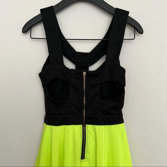 REVERSE Neon Yellow Cut Out High Lo Dress - Picture 8 of 12